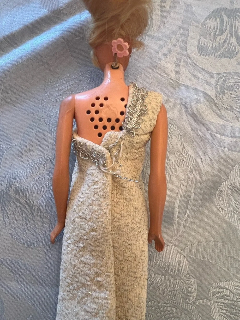 Rare find vintage 1967 talking Barbie Classic One-Shoulder Cream Maxi Dress
